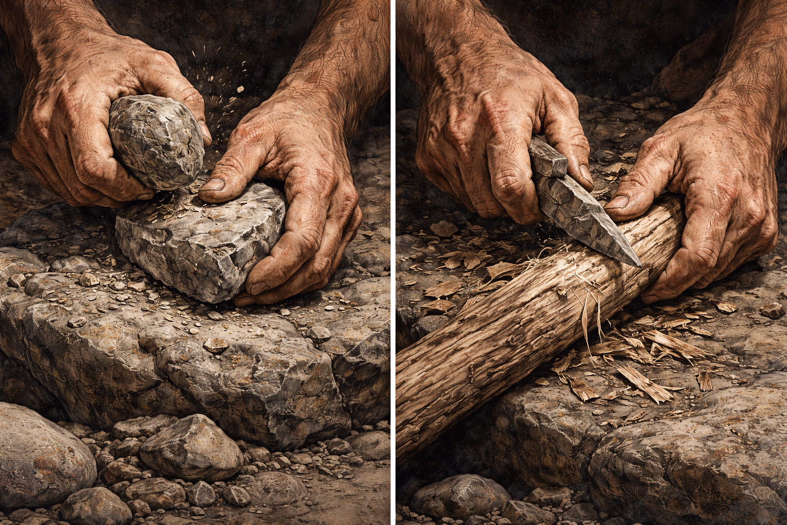 Effort and stone: resistance shaping learning—cost leads to outcome; learning through friction.